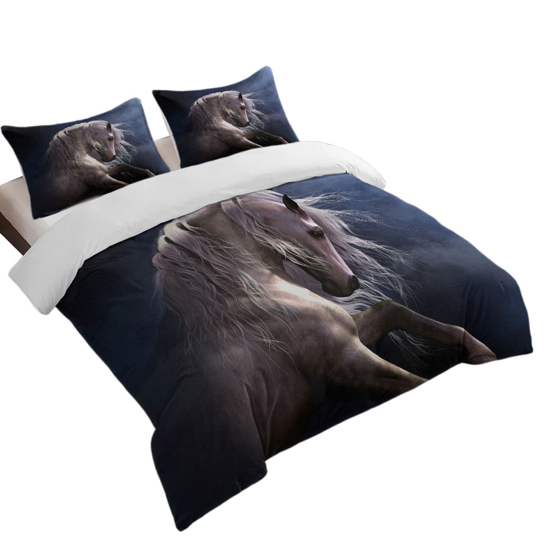 Thrilling White Horse Silver Ghost Duvet Cover