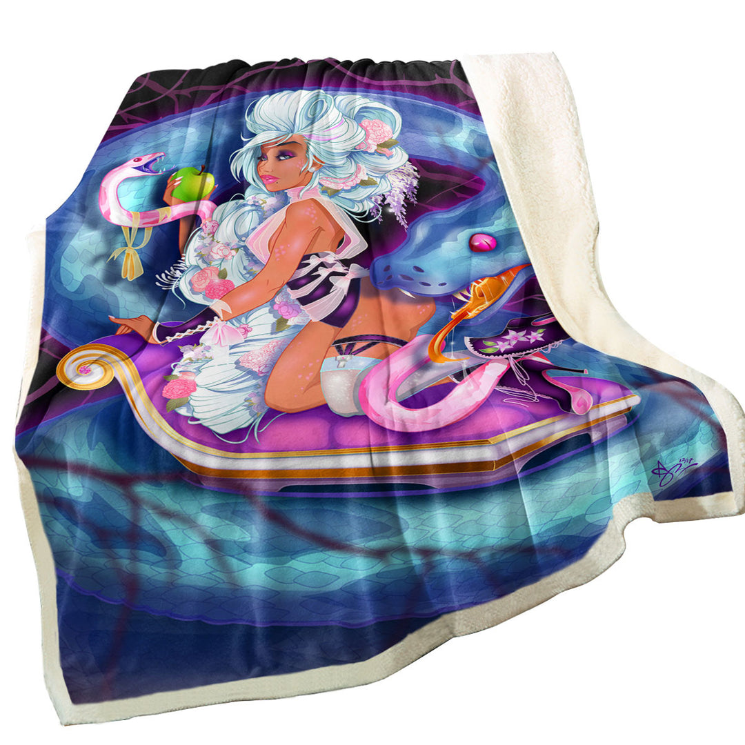 Throws for Sale Dark Background Sexy Woman the Charming Snake