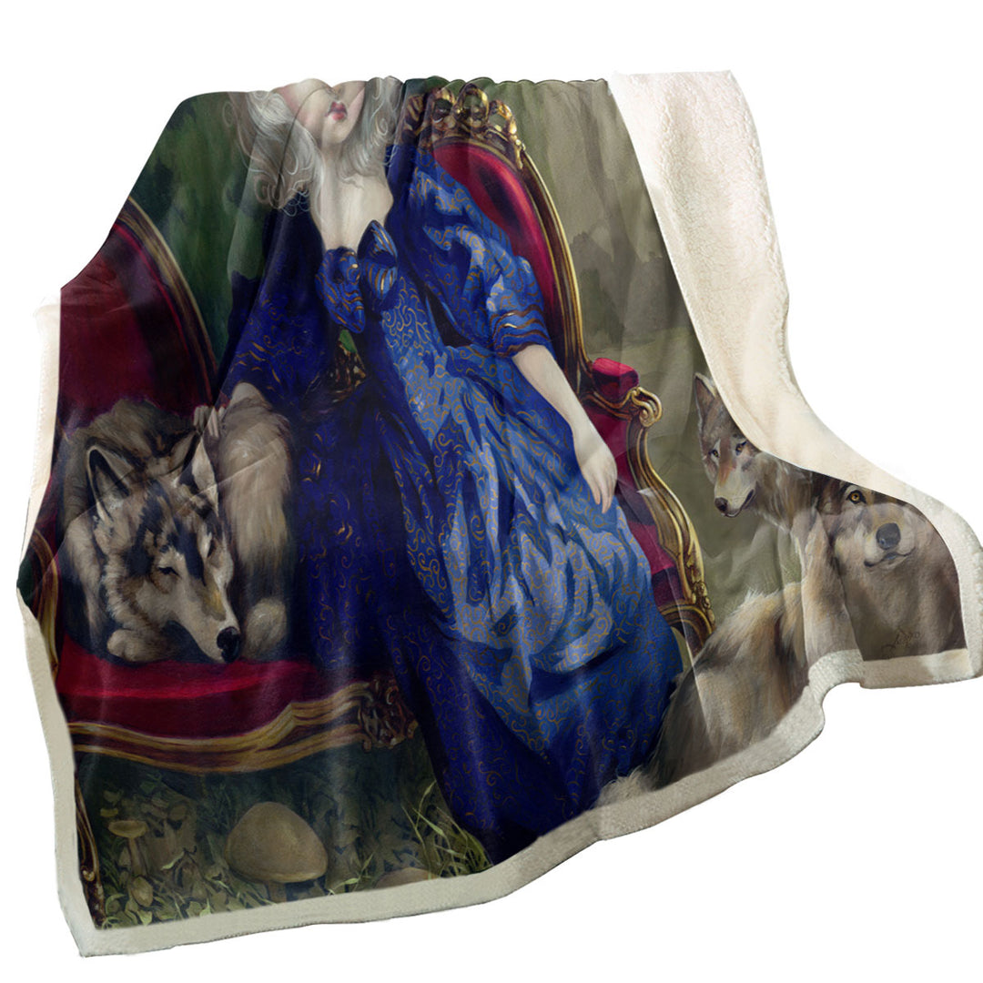 Throws with Loup Garou Fine Art the Sadness Girl and Wolves