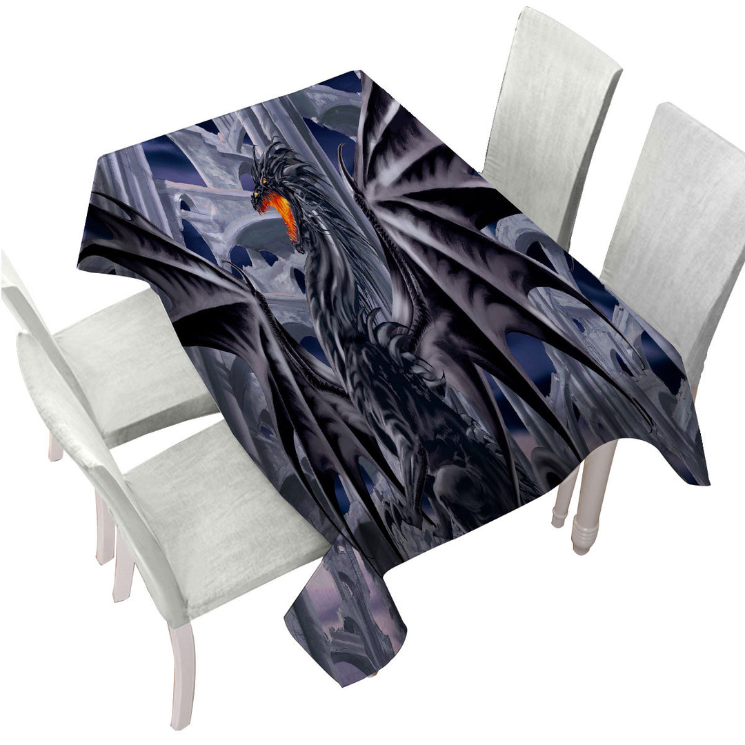 Thunderstrike Powerful Black Dragon Tablecloths