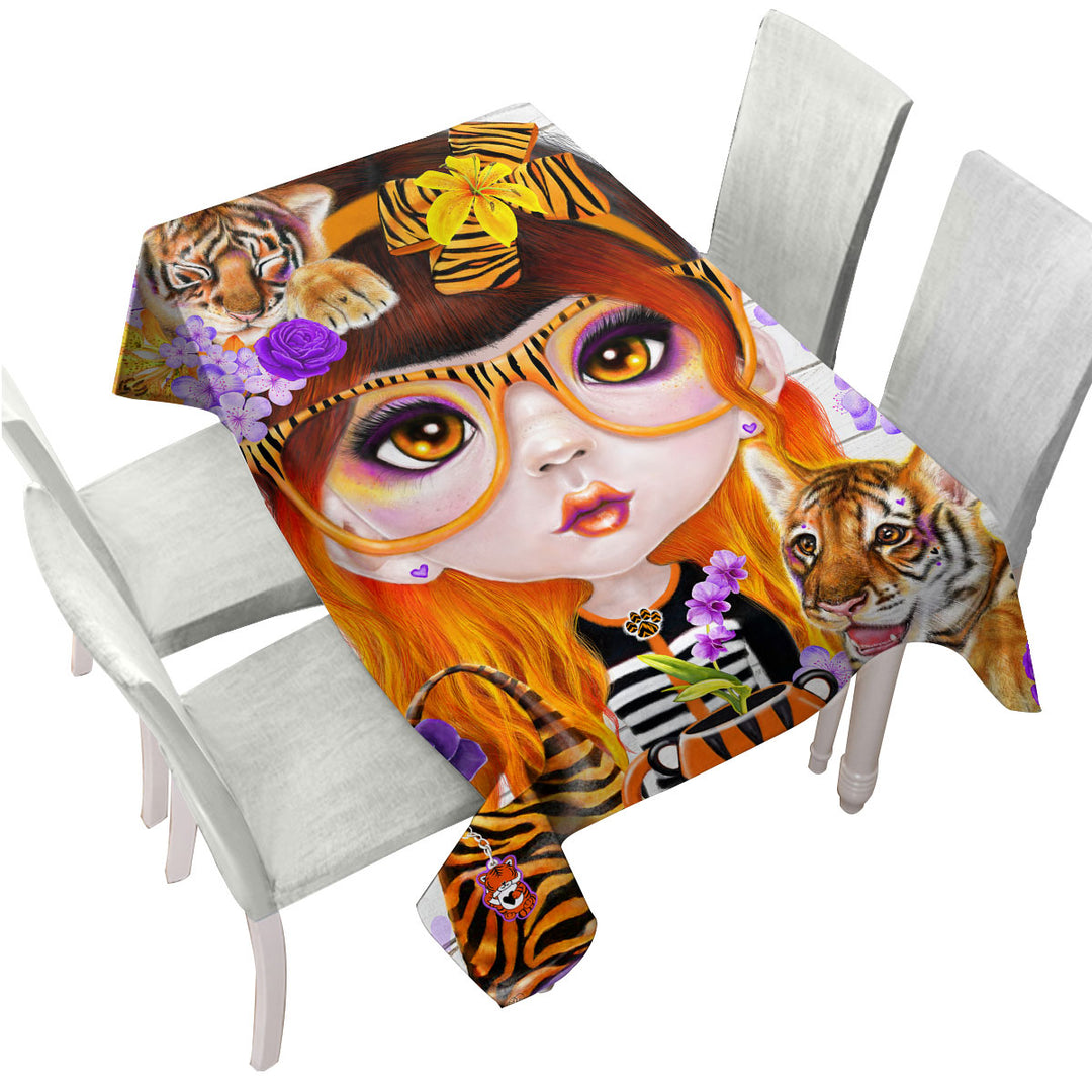 Tiger loving Tessa Munchkinz Girl Custom table cloth