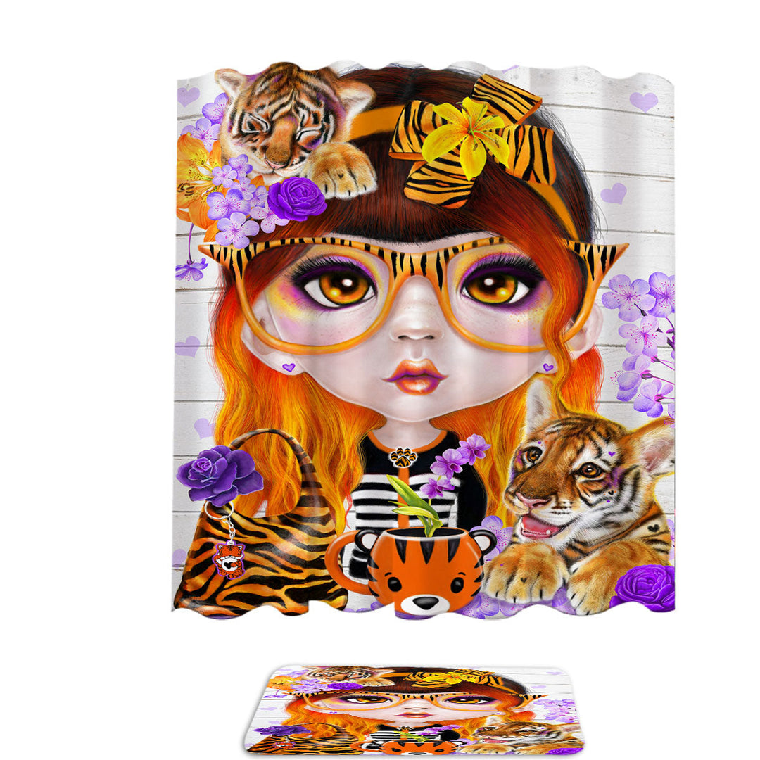 Tiger loving Tessa Munchkinz Girl Shower Curtains Unique