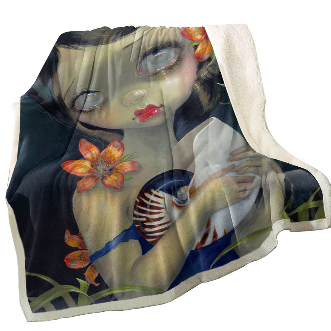 Tigerlily Tiger Nautilus Sad Looking Girl Throw Blanket
