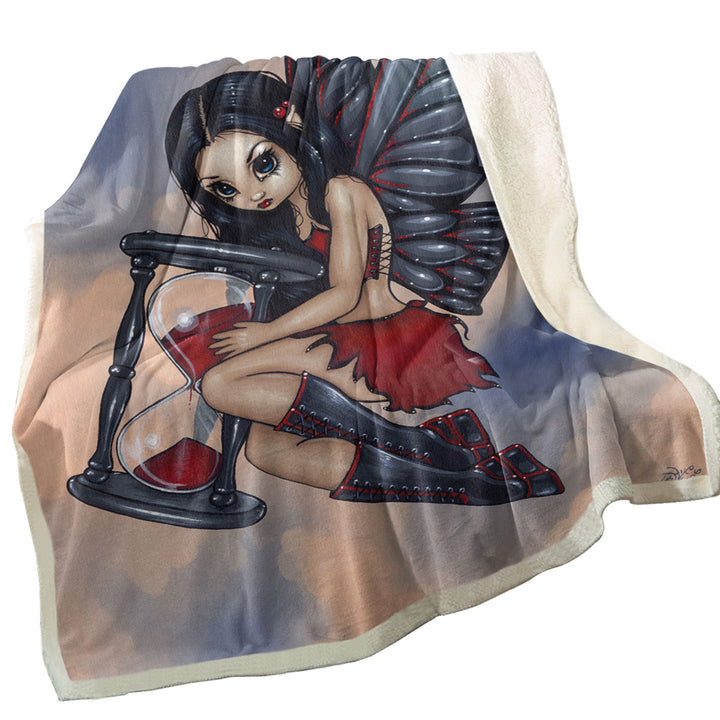 Time Flies Hourglass Gothic Time Fairy Lightweight Blankets