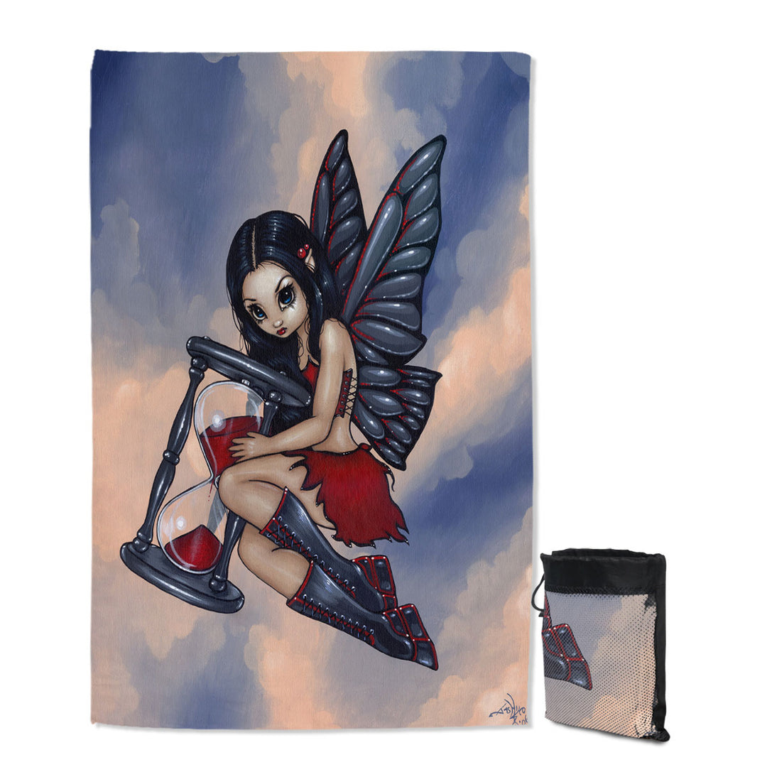 Time Flies Hourglass Gothic Time Fairy Quick Dry Beach Towel