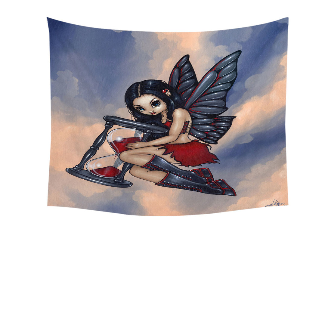 Time Flies Hourglass Gothic Time Fairy Tapestry Wall Hanging