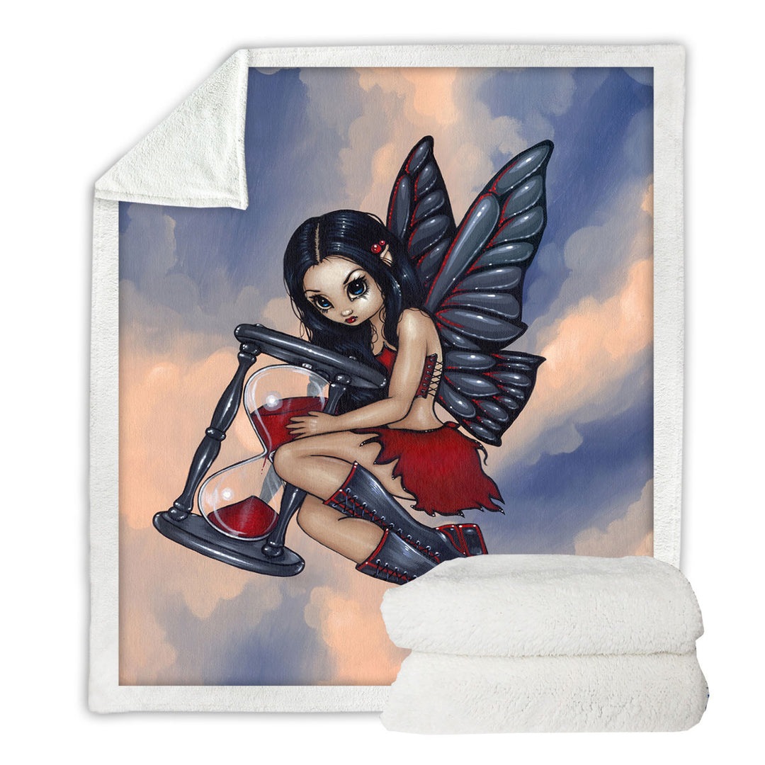 Time Flies Hourglass Gothic Time Fairy Throws