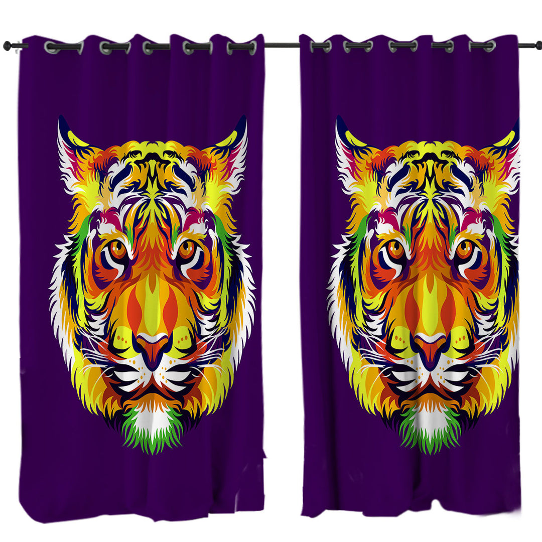 Tough Tiger Head Drapes for Living Room