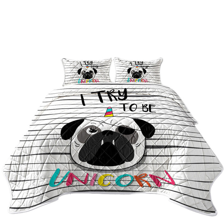 Tough Unicorn Pug King Size Quilt
