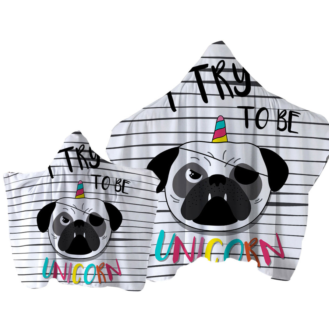 Tough Unicorn Pug Towel Hoodie