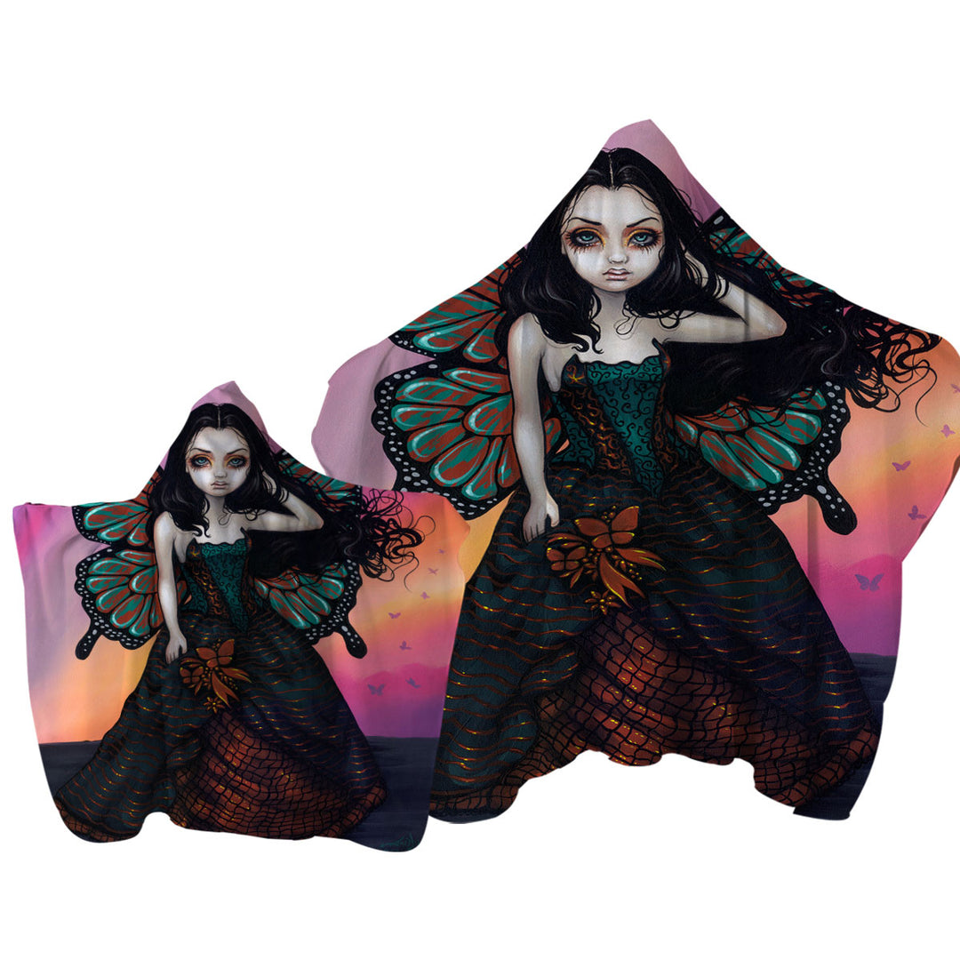 Towel Hoodie with Butterfly Sunset Fairy in a Glorious Dress