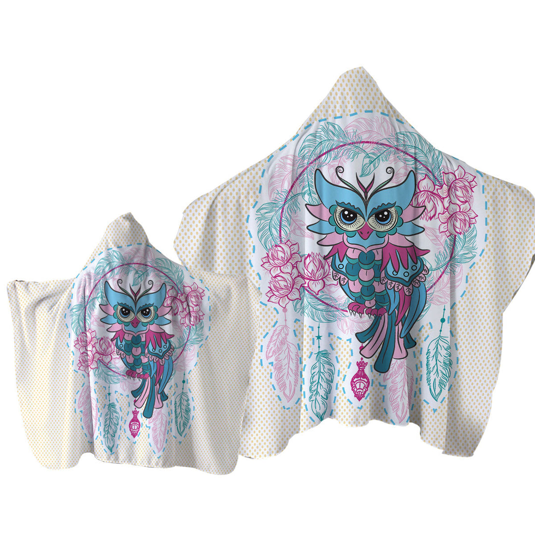 Towel Hoodie with Dream Catcher and Graceful Lady Owl