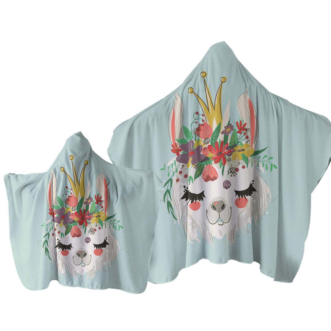Towel Hoodie with Floral Queen Llama