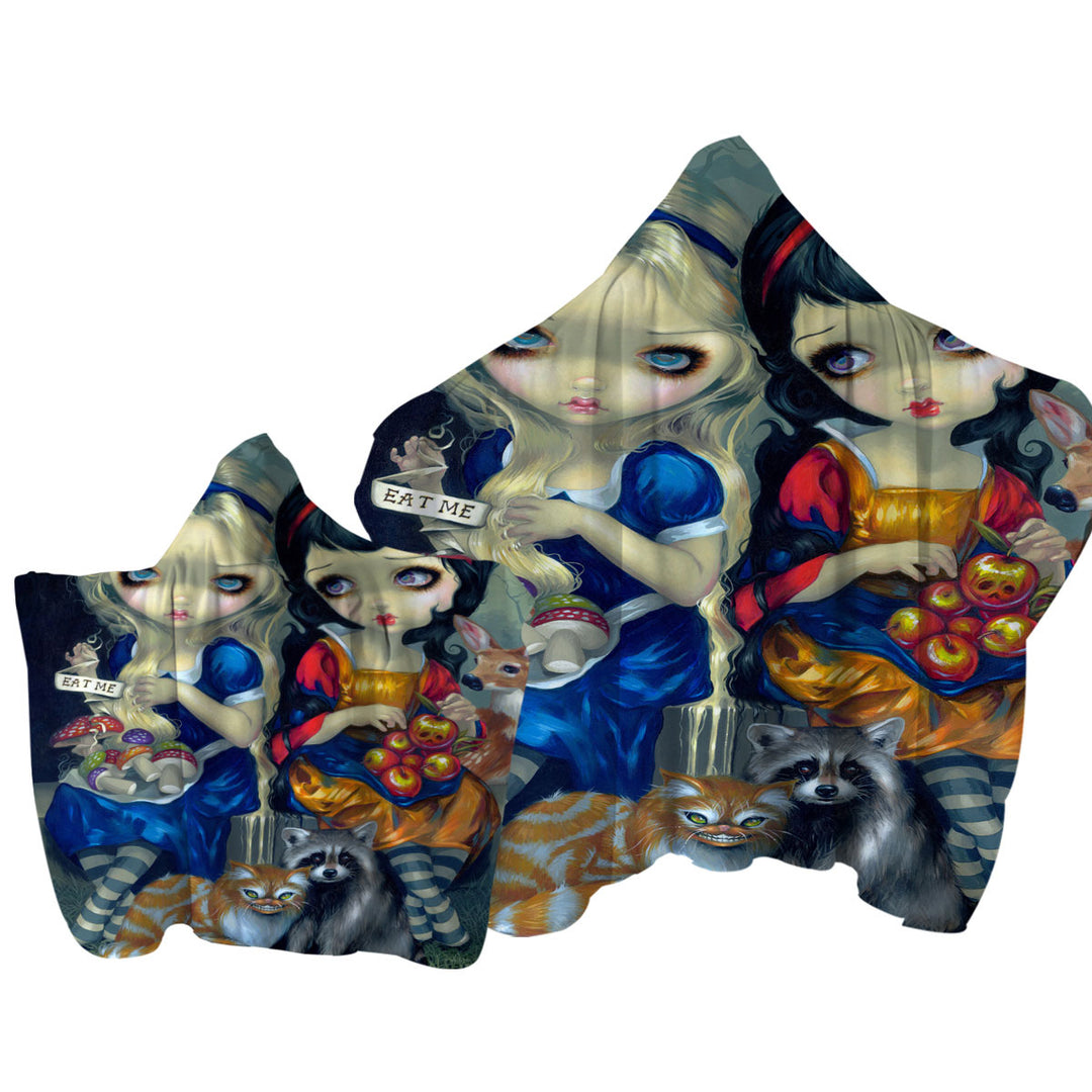 Towel Hoodie with Funny Fantasy Art Alice and Snow White