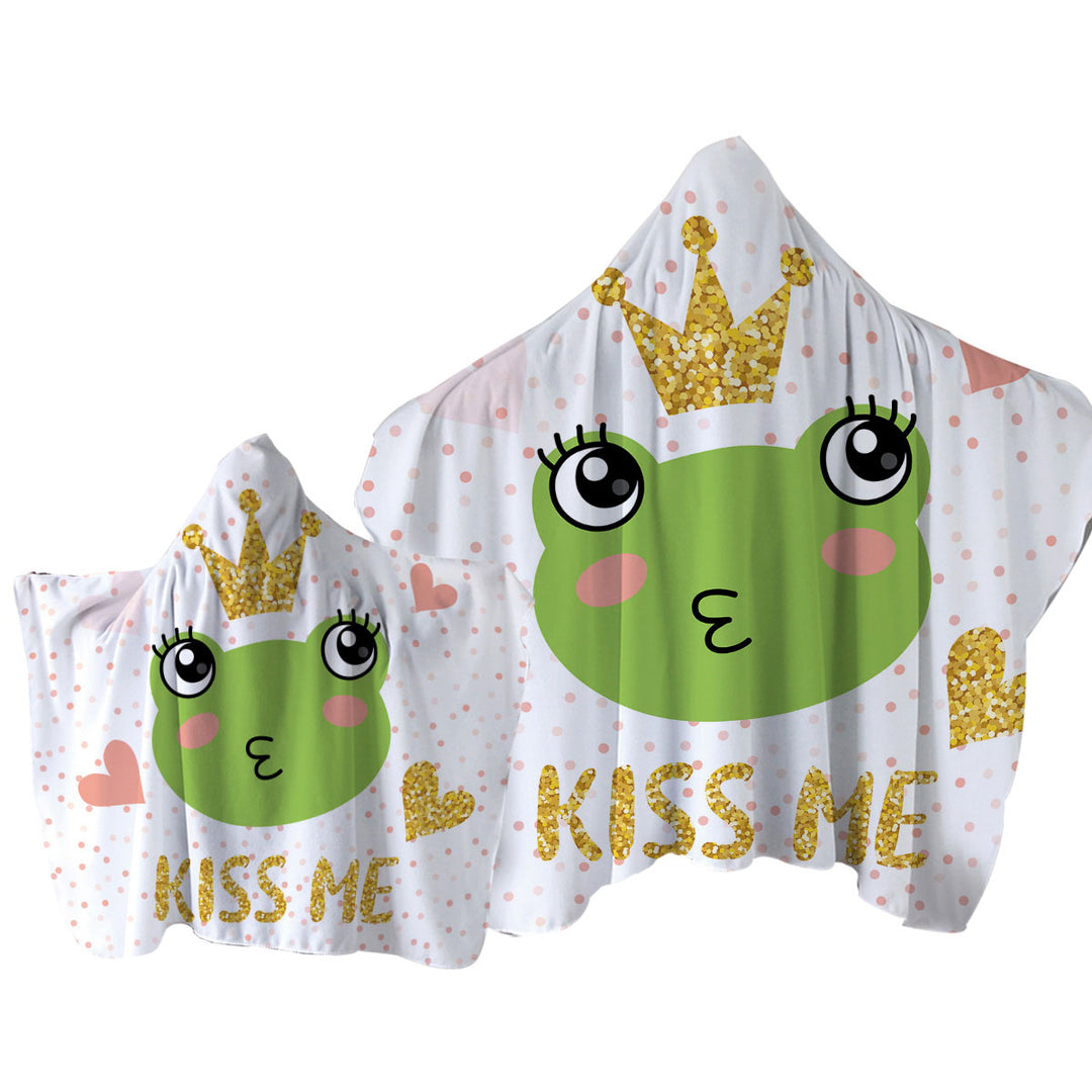 Towel Hoodie with Kiss Me Cute Princess Frog