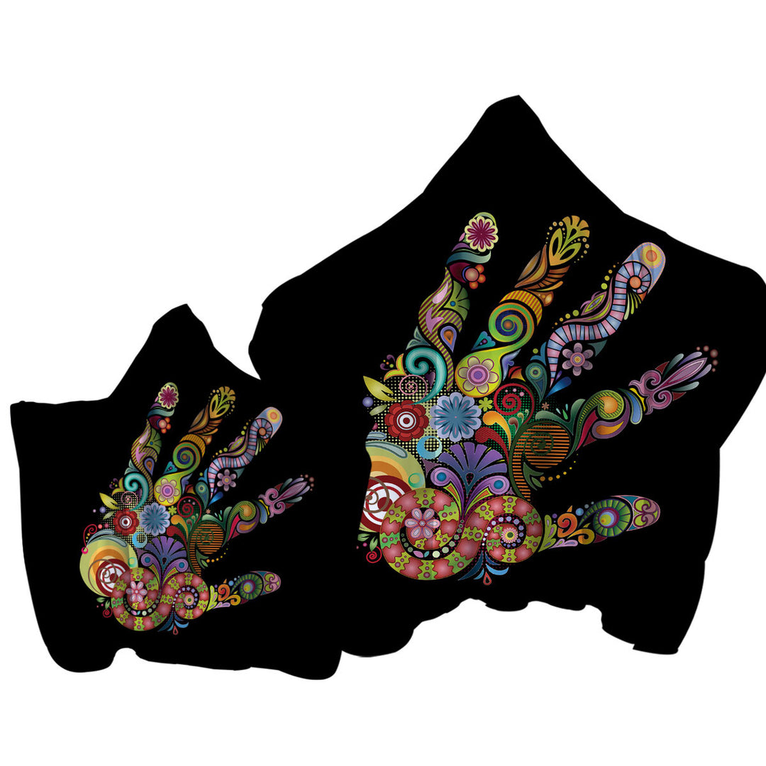 Towel with Hood with Artistic Multi Colored Hand