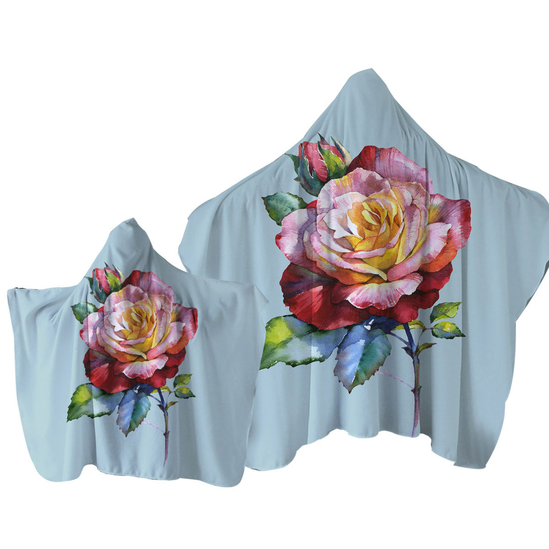 Towel with Hood with Beautiful Single Rose Painting