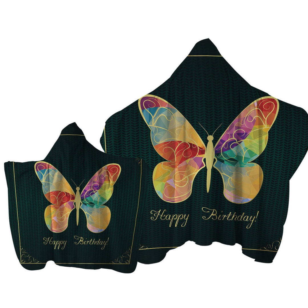 Towel with Hood with Happy Birthday_ Butterfly