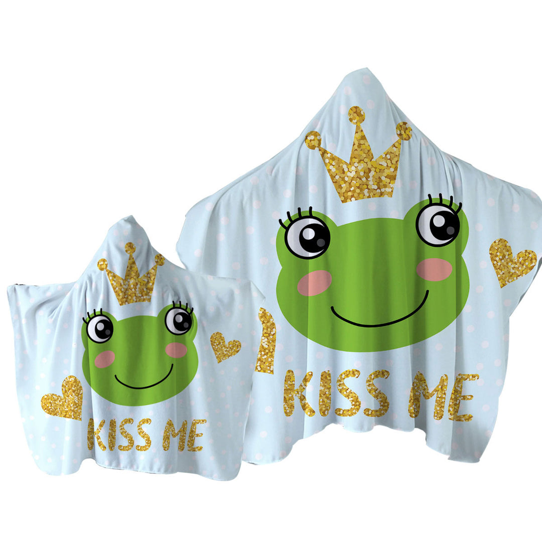 Towel with Hood with Kiss Me Cute Prince Frog