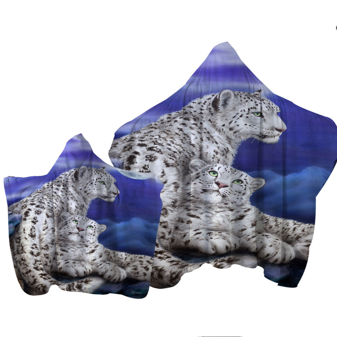 Towel with Hood with Nocturne Two White Leopards Under the Moon