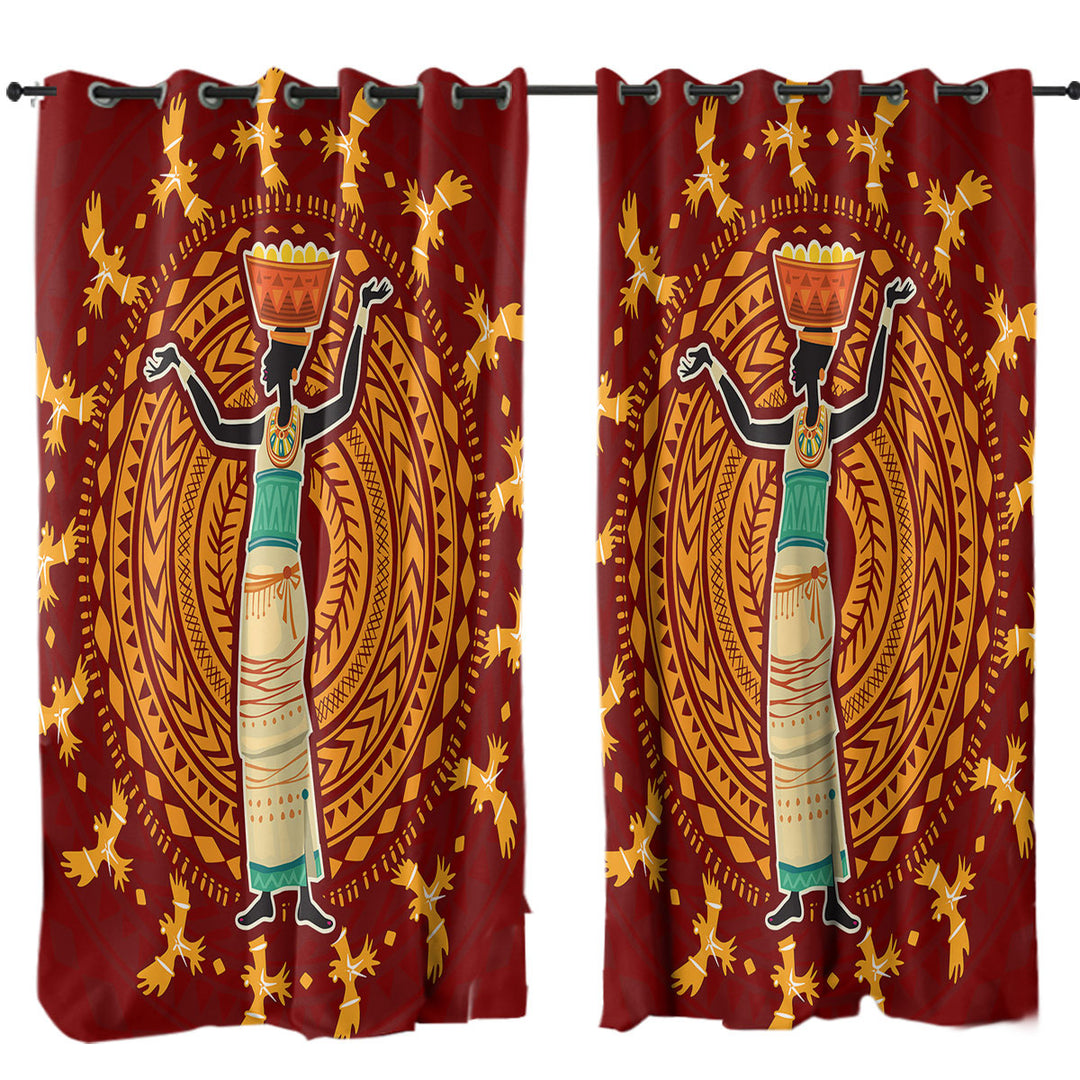 Traditional African Woman Curtains for Living Room