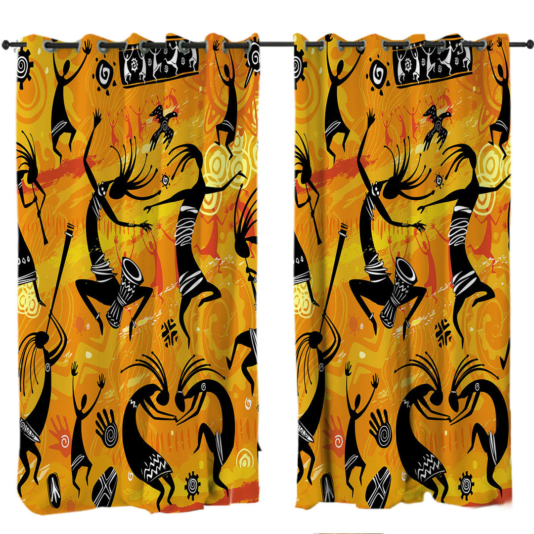 Traditional Native Culture Dance Drapes for Living Room