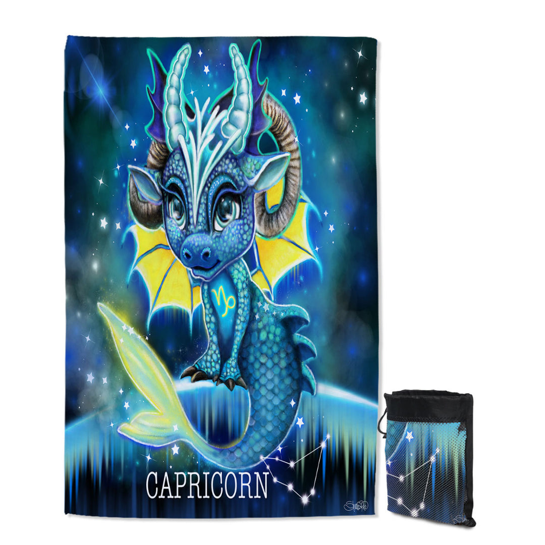 Travel Beach Towel Gift Ideas for Kids Fantasy Art Capricorn Lil Dragon