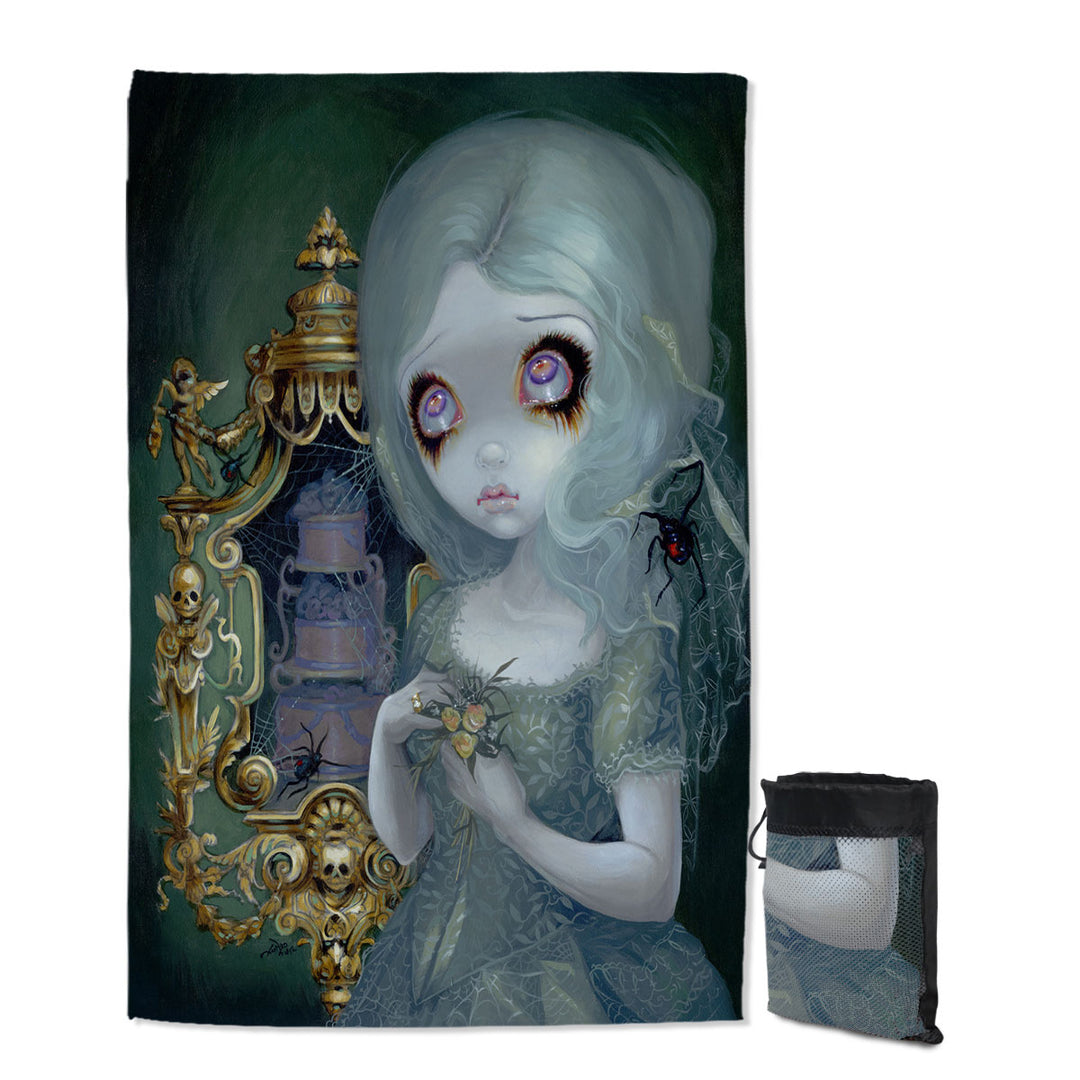 Travel Beach Towel with Dark Art Miss Havisham Ghostly Pale Beautiful Girl