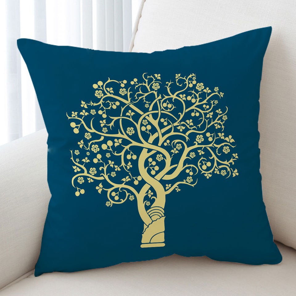 Tree Cushions Golden Yellow Tree over Blue