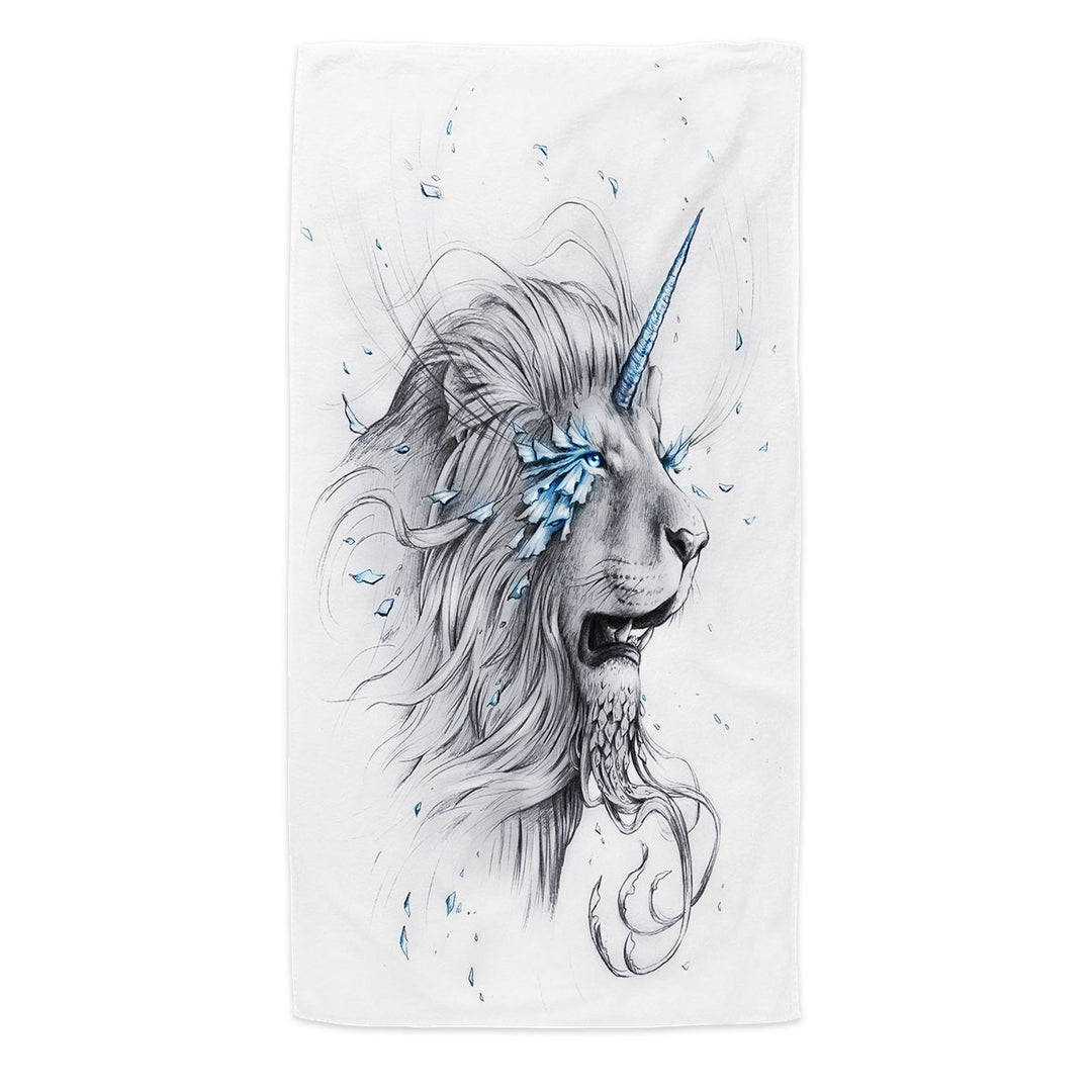 Trendy Beach Towels Animal Drawings Lion Soul