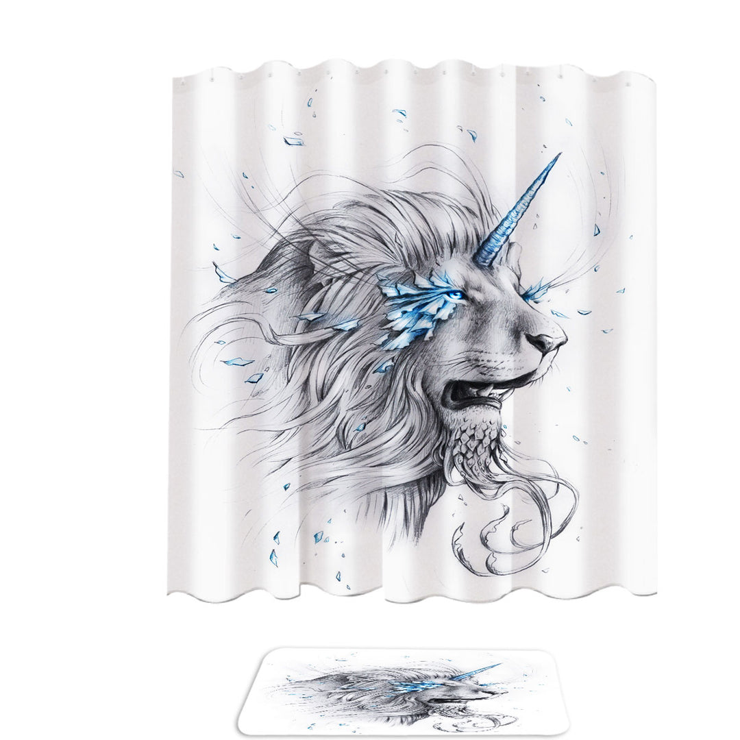 Trendy Shower Curtains with Animal Drawings Lion Soul