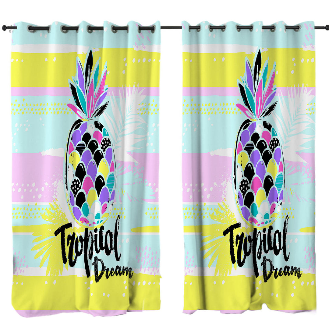 Tropical Dream a Multi Colored Pineapple Drapery