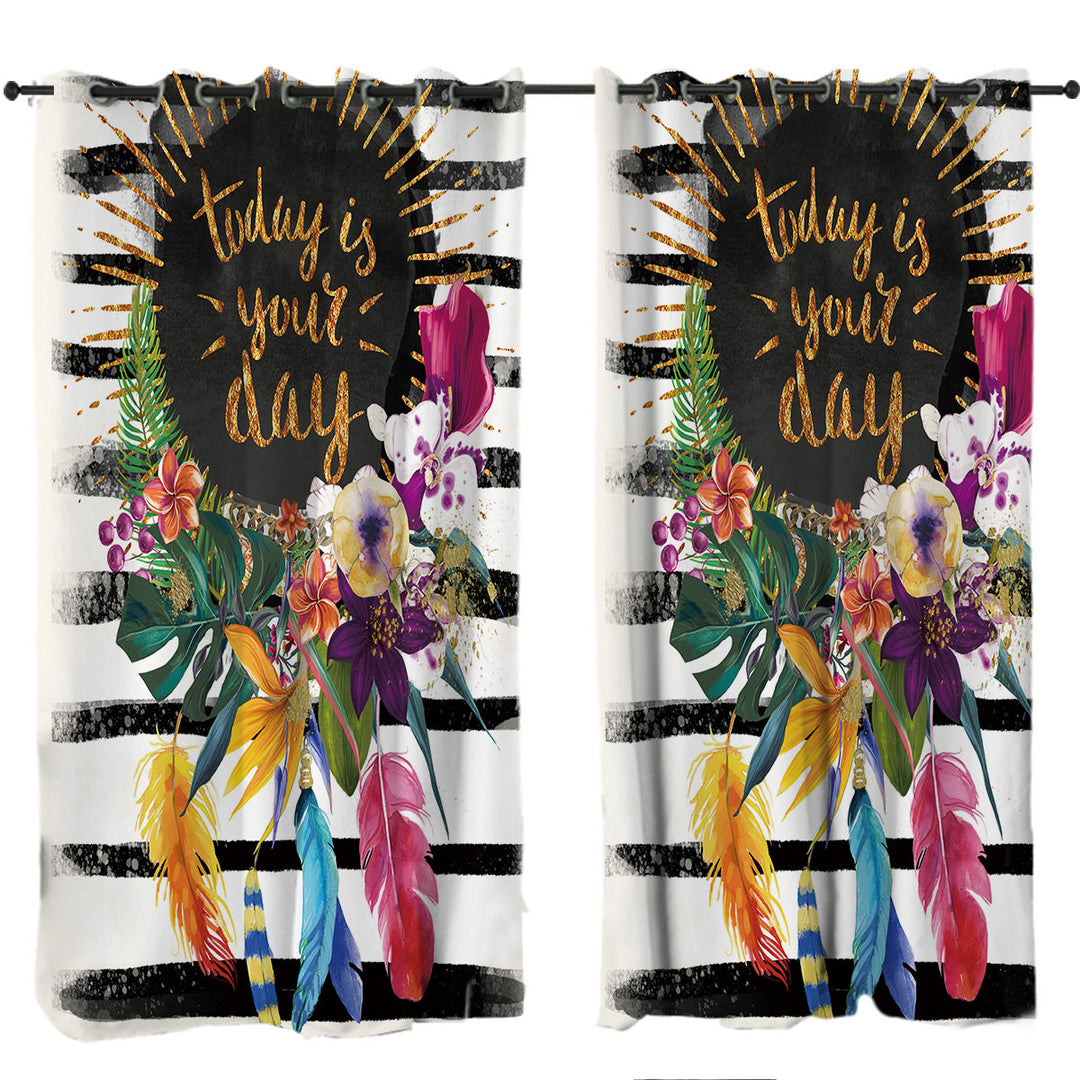 Tropical Flowers Encouragement Curtain