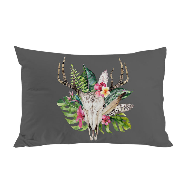 Tropical Flowers and Leaves Deer Skull Bed Covers