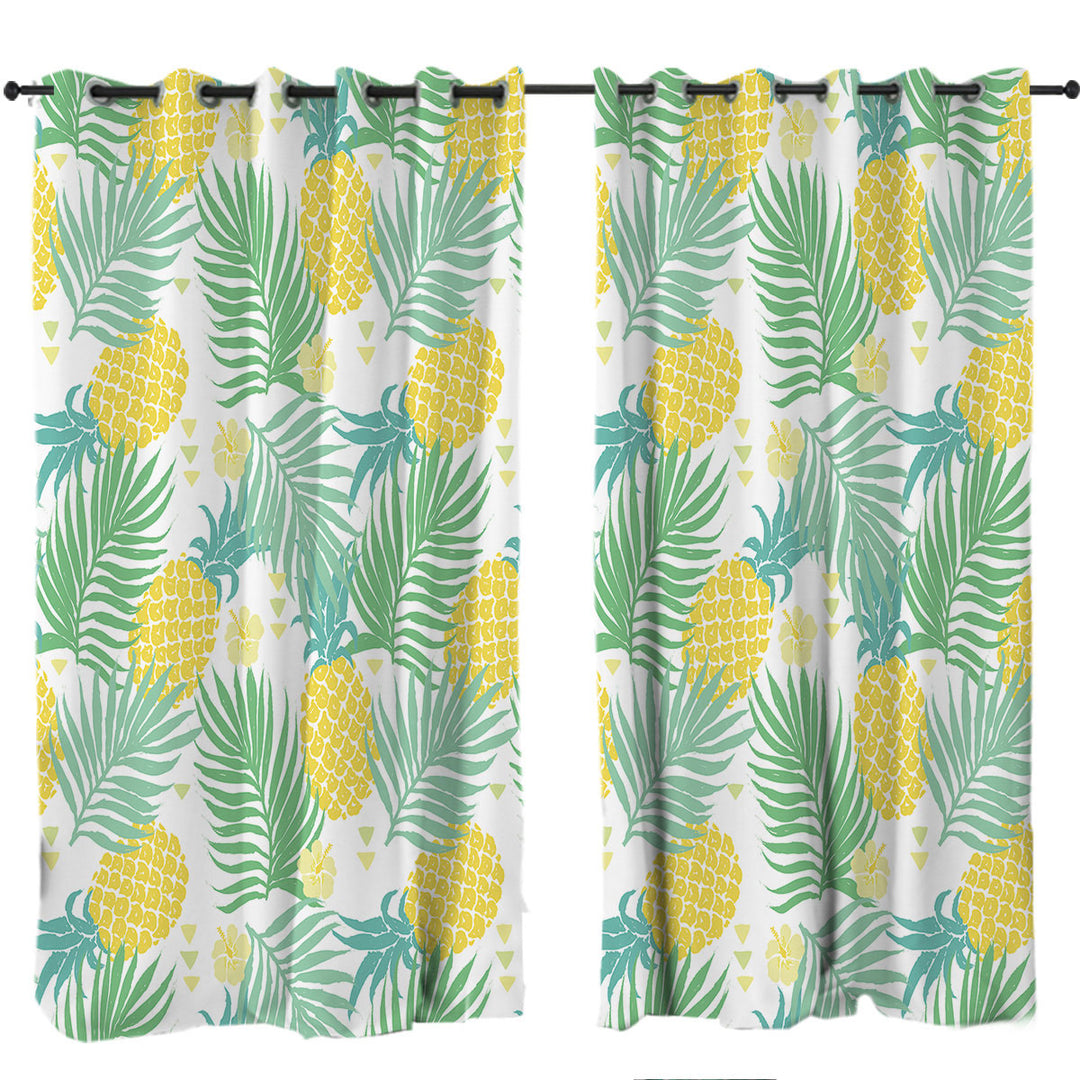 Tropical Mood Pineapple and Leaves Curtains