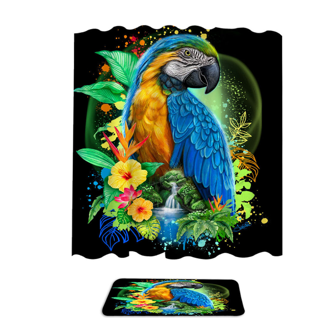 Tropical Spirit Ara Macaw Shower Curtain