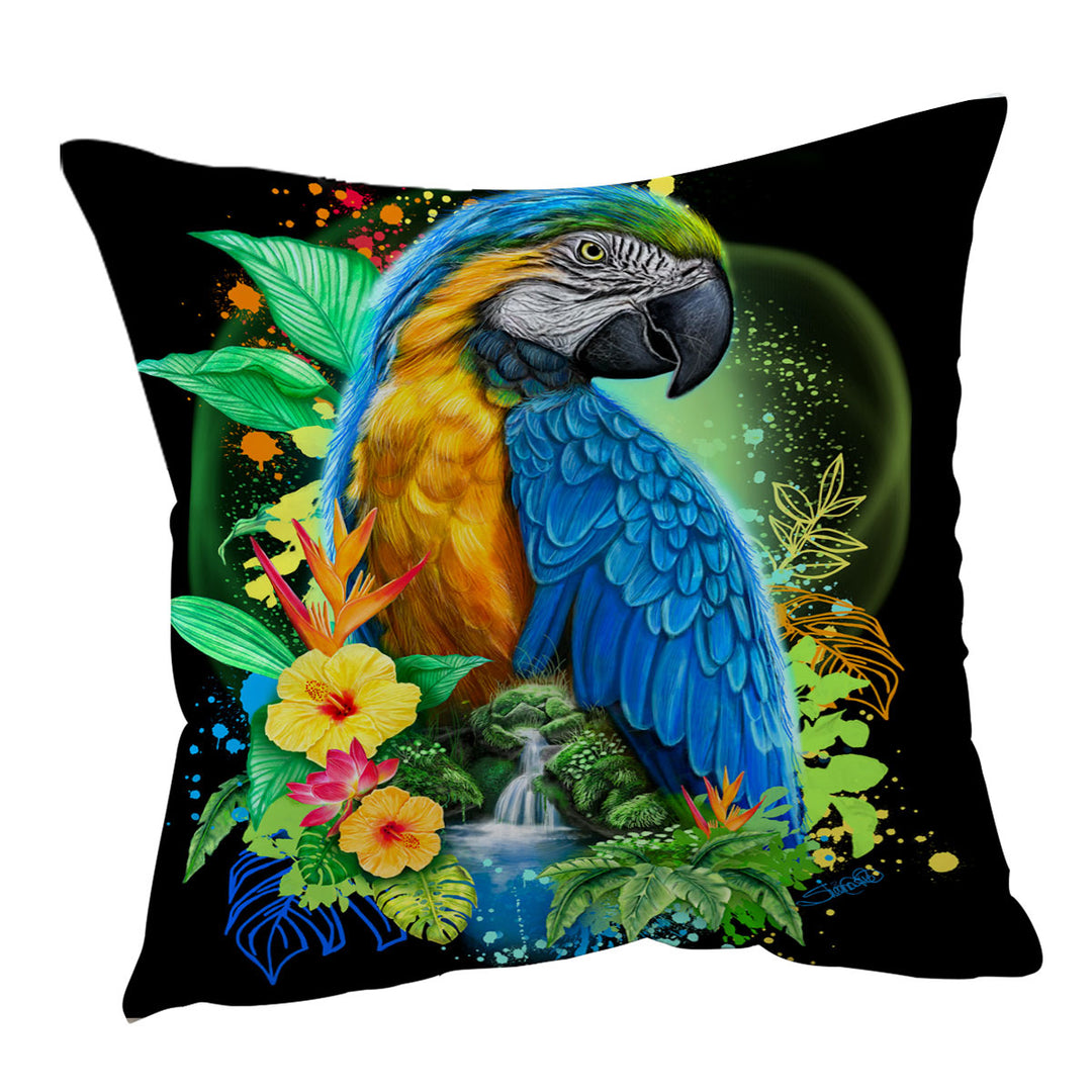 Tropical Spirit Ara Macaw Throw Pillow