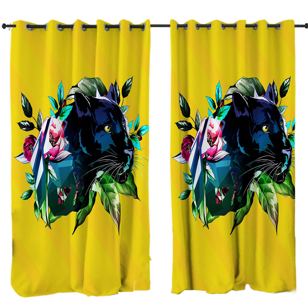Tropical Vibes Panther Curtains for Bedroom