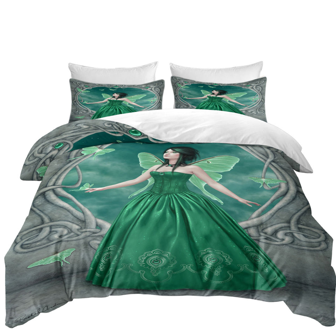 Twin Duvet Covers with Butterflies and Green Emerald Butterfly Girl