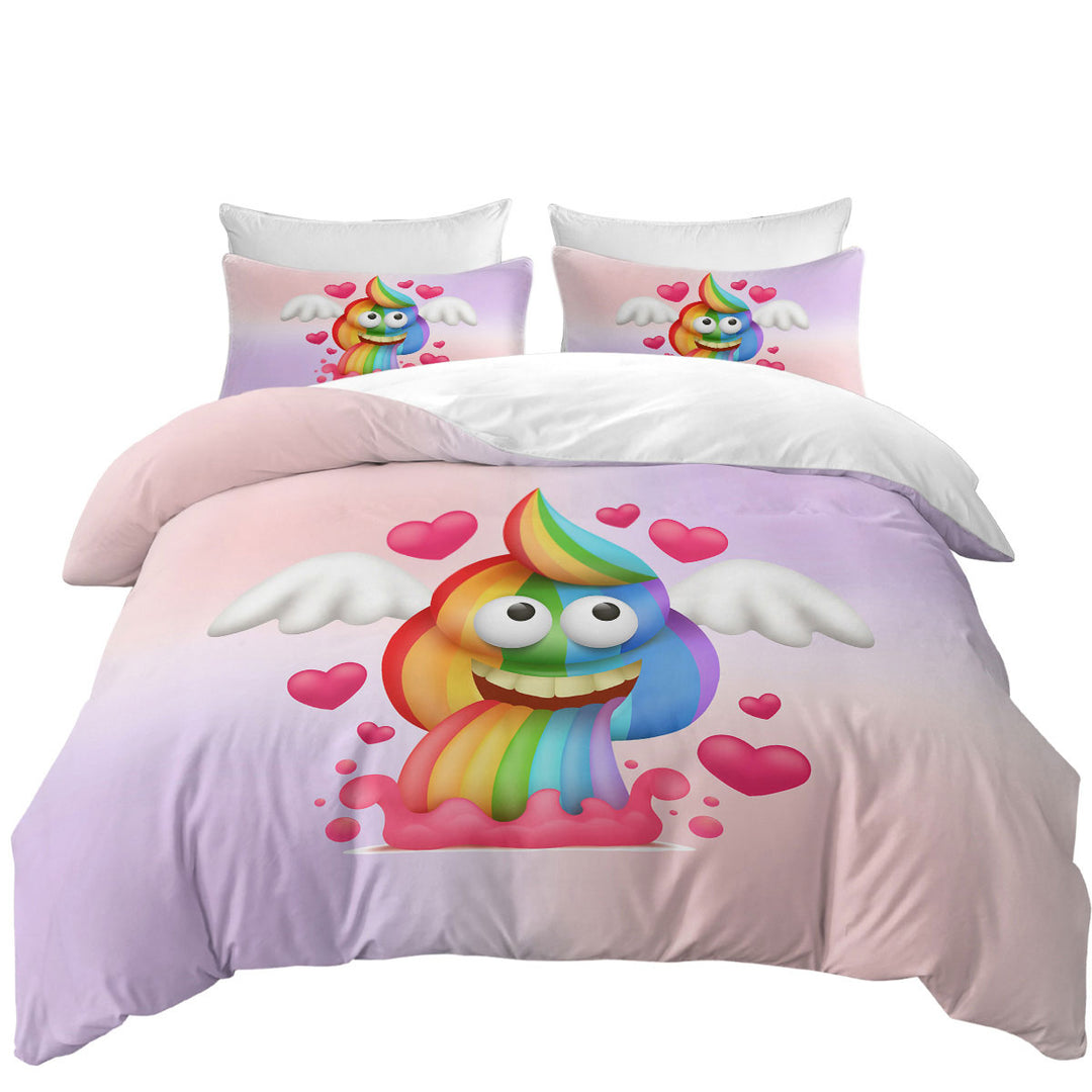 Twin Duvet Covers with Rainbow Poo
