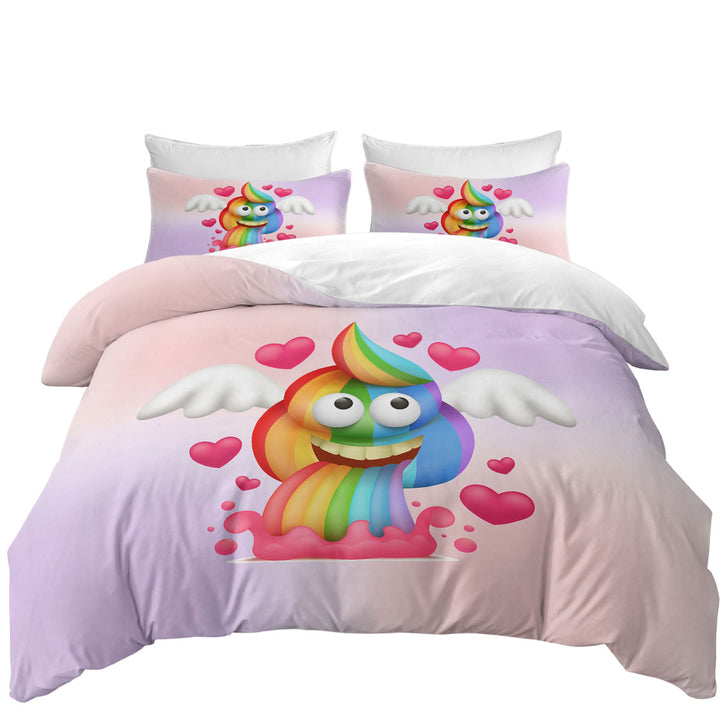 Twin Duvet Covers with Rainbow Poo