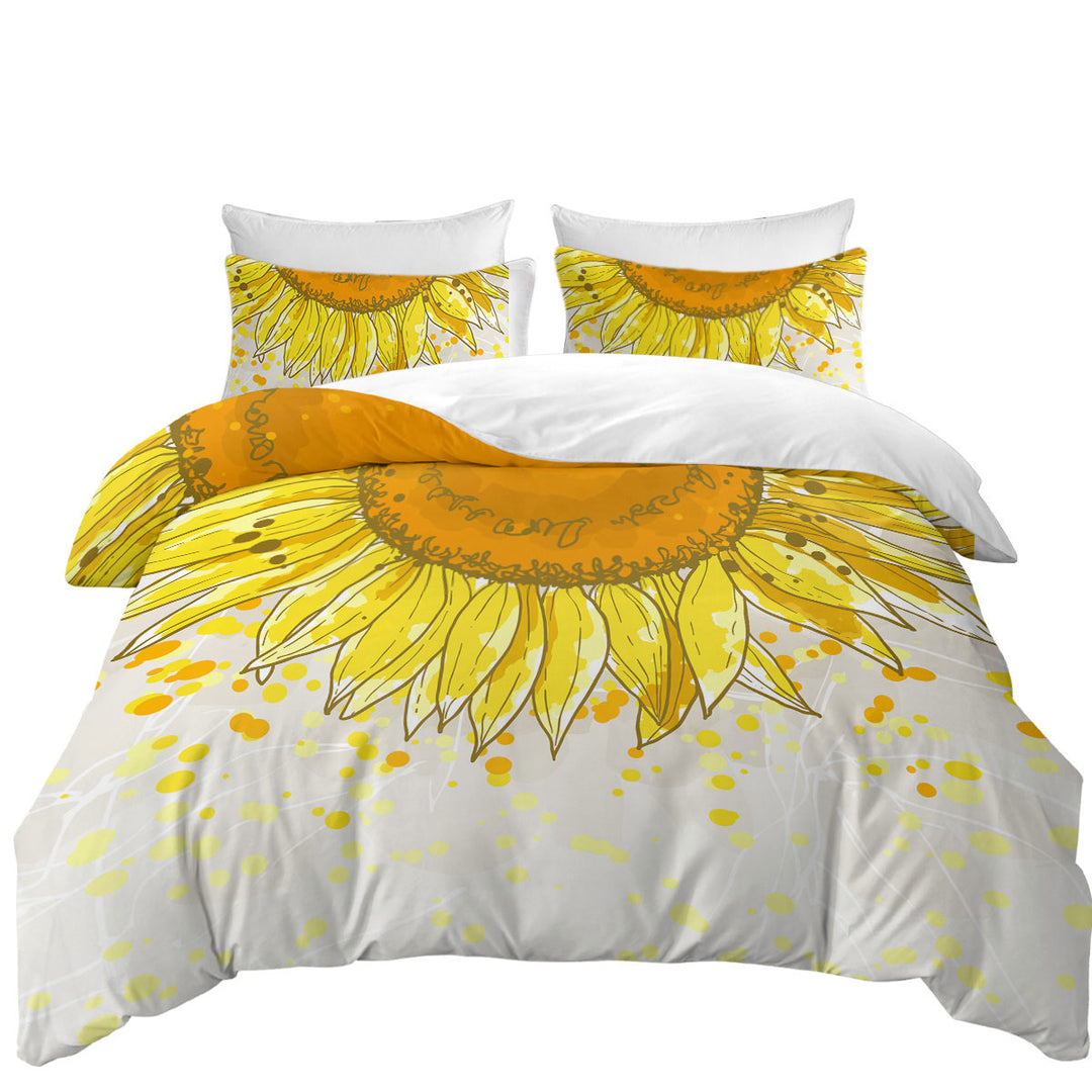 Twin Duvet Covers with Yellow Spots and Sunflower