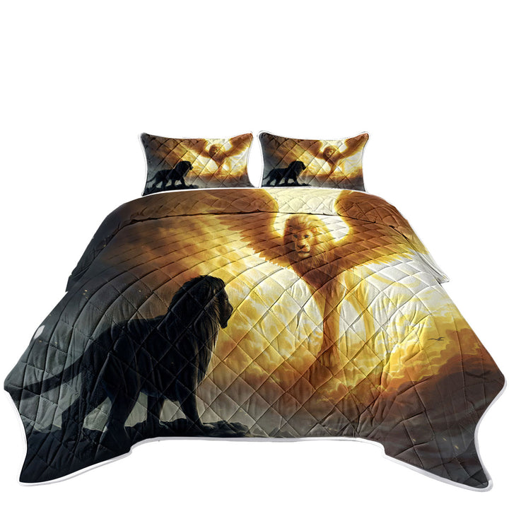 Twin Quilt with Cool Animal Art Remember Lion Soul