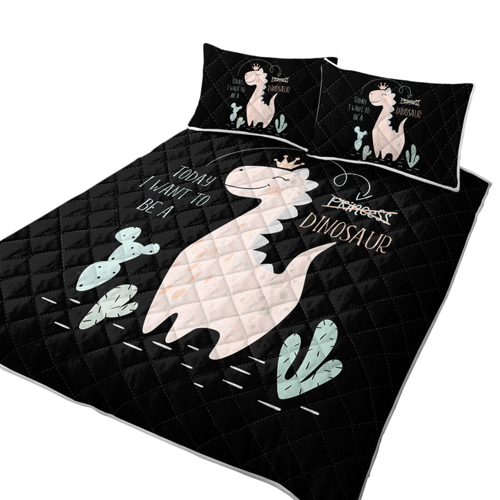 Twin Quilt with Cute Princess Dinosaur