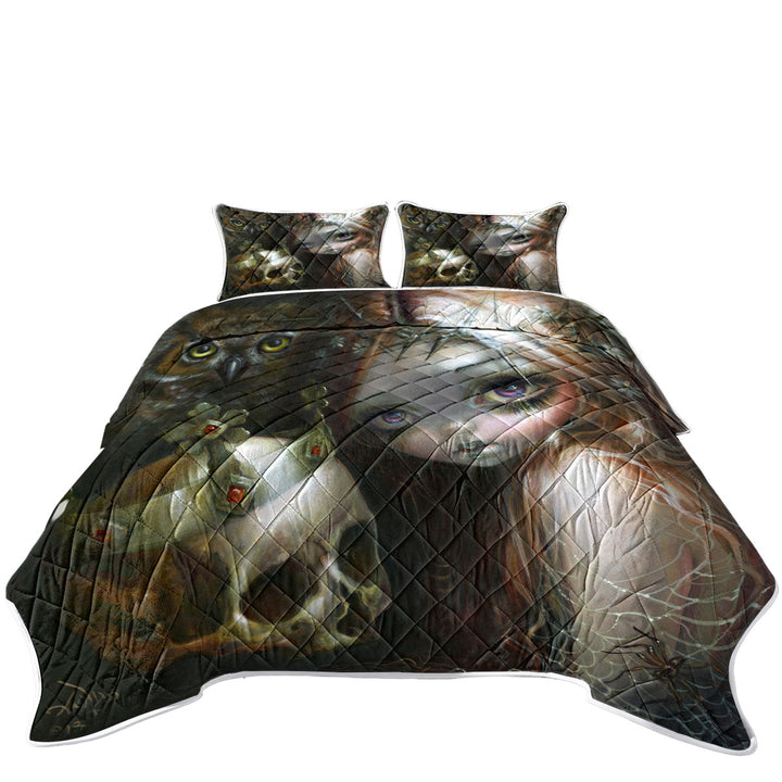 Twin Quilt with Dark Art Empire of Dirt Girl and King Skull