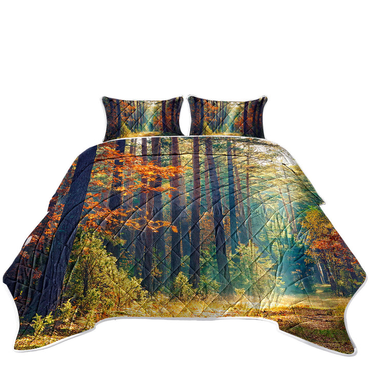 Twin Quilt with Early Autumn Forest