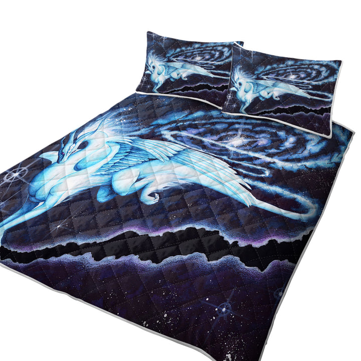 Twin Quilt with Space Galaxy Dragon Soaring through the Cosmos