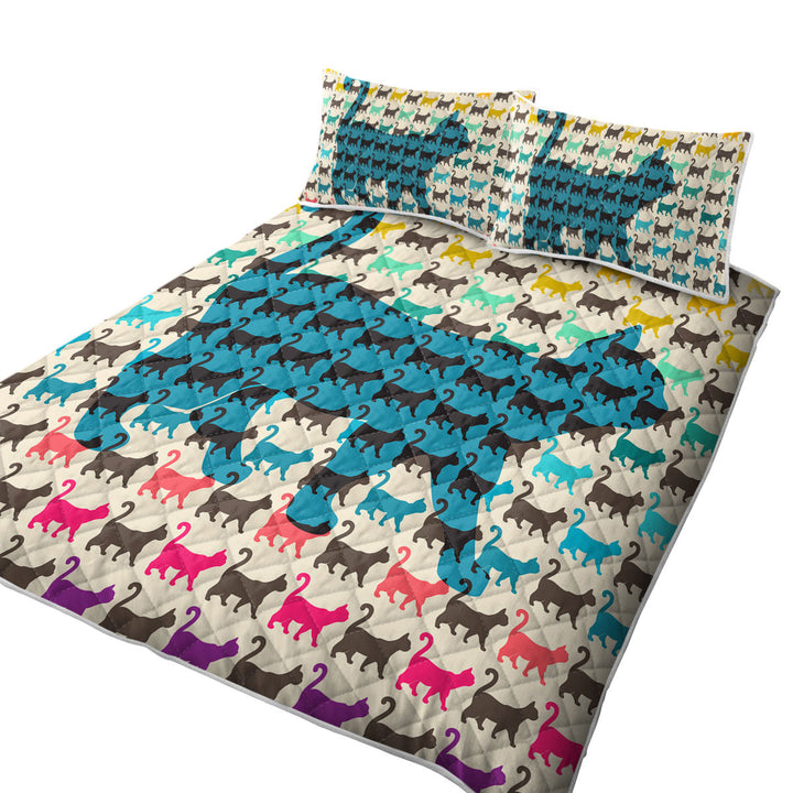 Twin Quilt with The Cat Multi Colored Cat Pattern