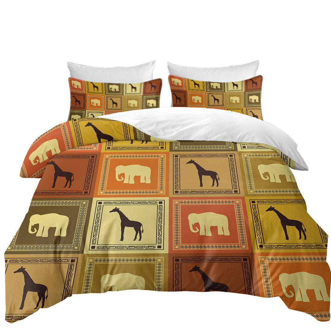 Twin xl Duvet Covers with African Elements Elephants and Giraffes