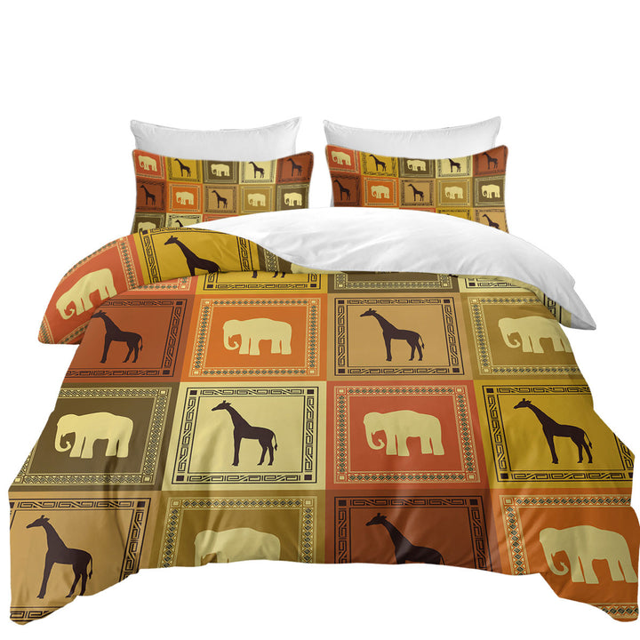 Twin xl Duvet Covers with African Elements Elephants and Giraffes